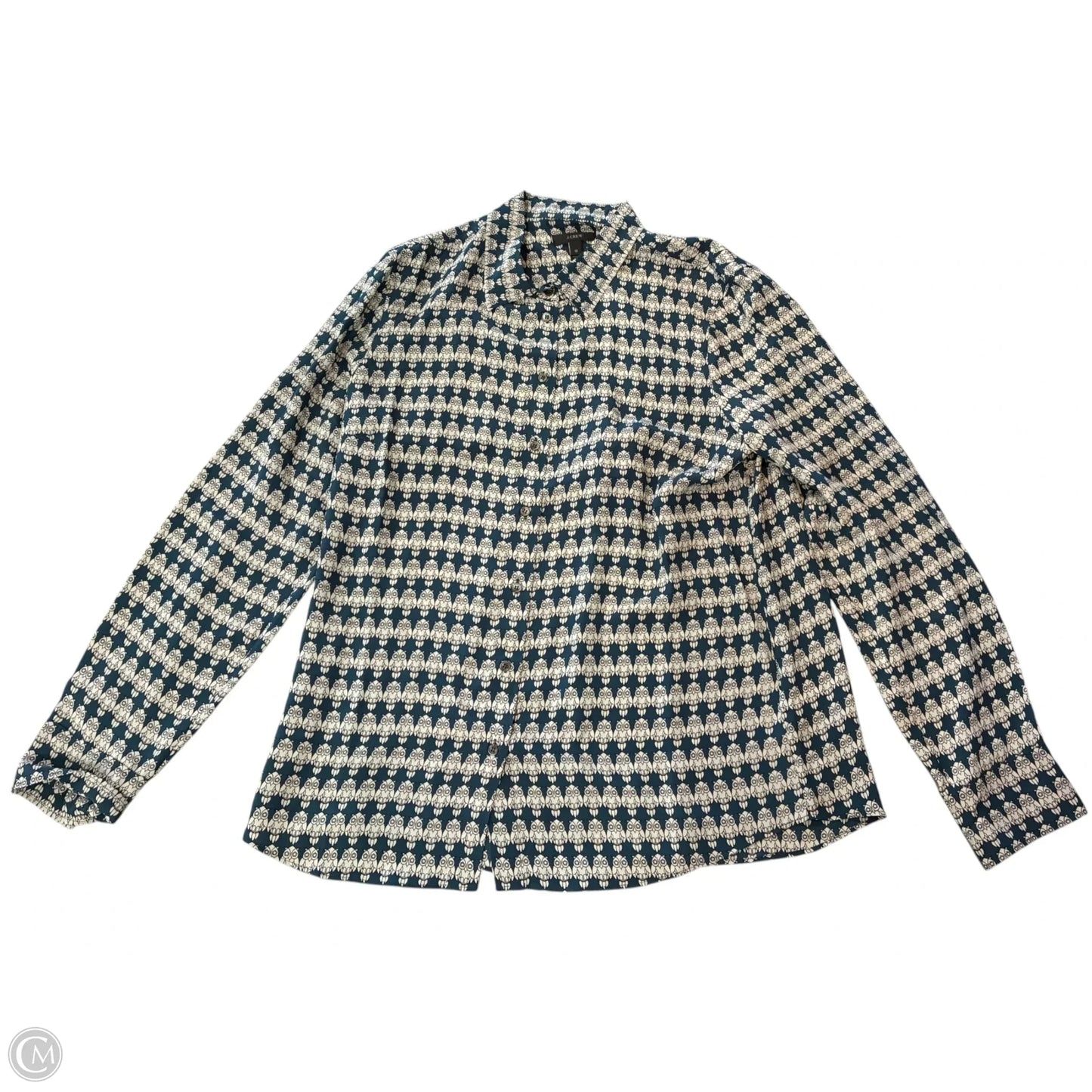 Blouse Long Sleeve By J. Crew In Teal, Size: L