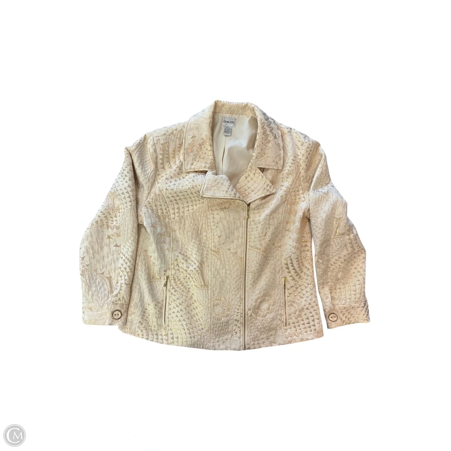 Jacket Moto By Chicos In Gold, Size: Xl
