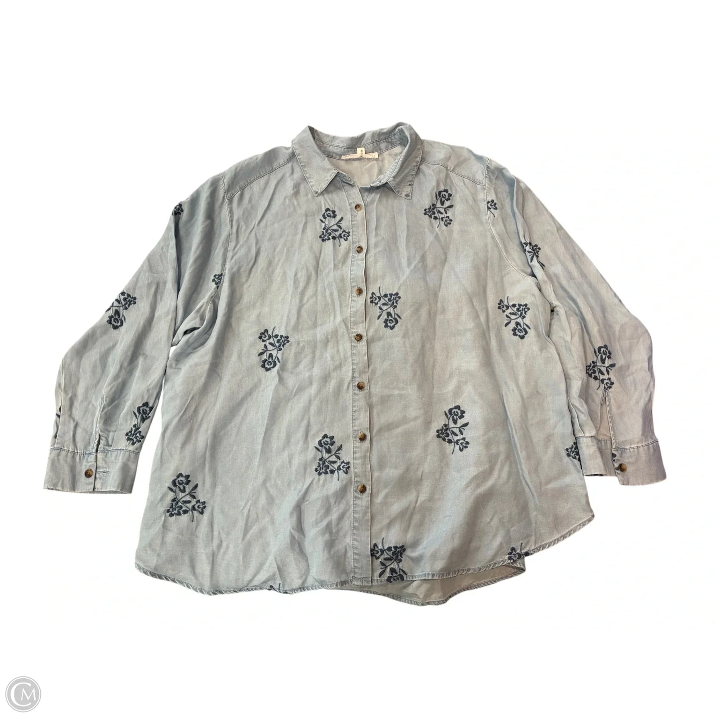 Top Long Sleeve By Jane And Delancey In Blue, Size: 1x
