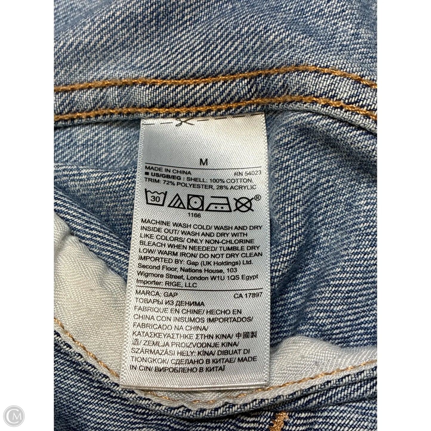 Jacket Denim By Gap In Blue, Size: M
