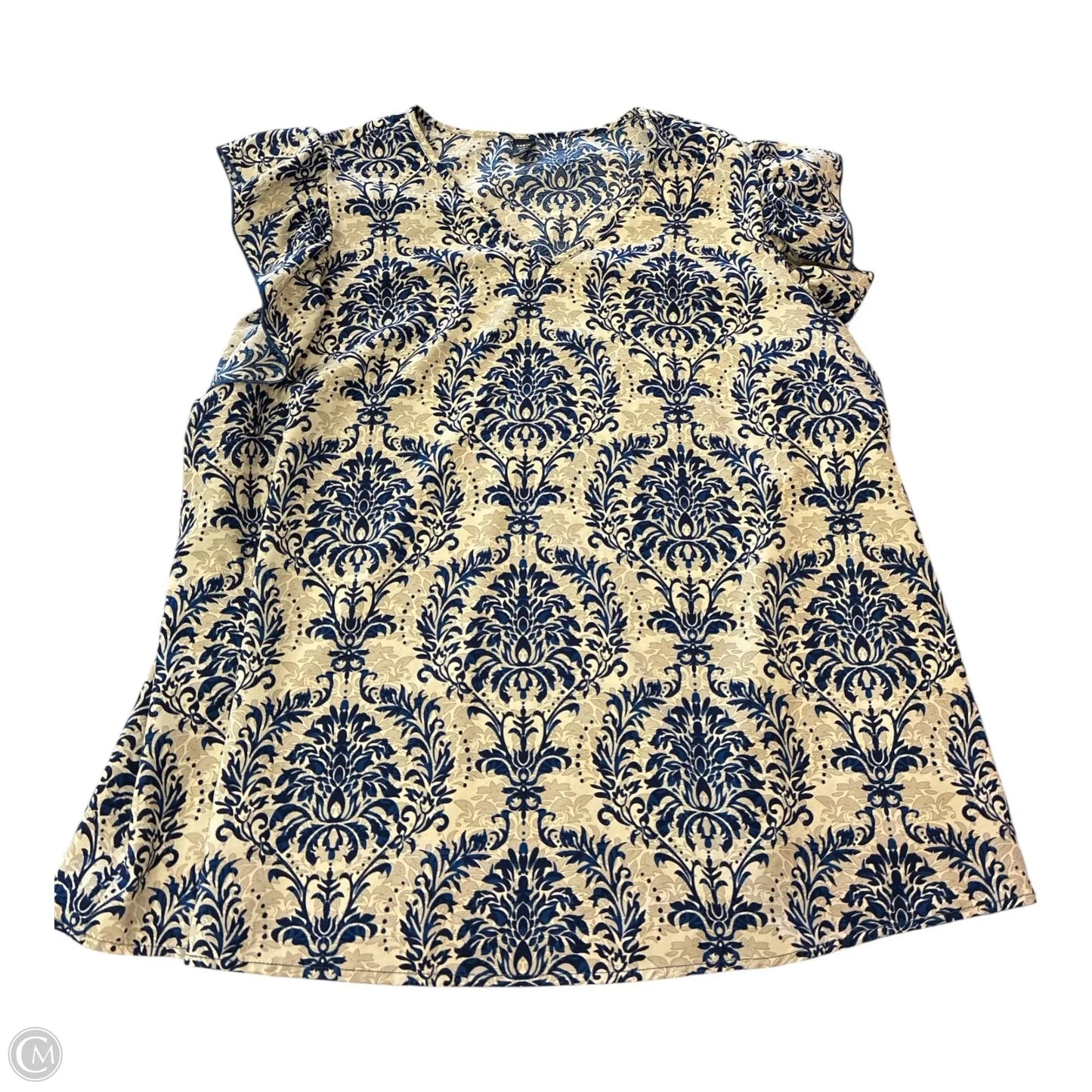 Blouse Short Sleeve By Shein In Blue & Tan, Size: 3x