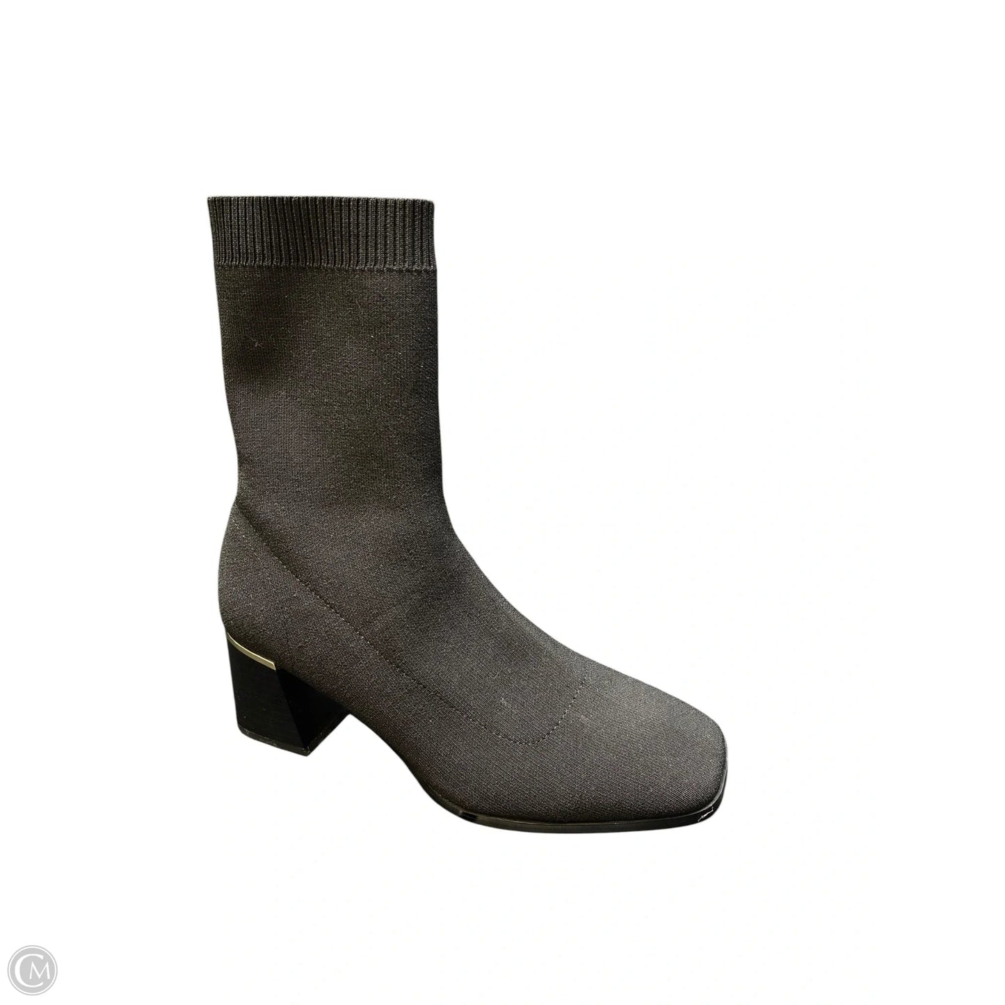 Boots Ankle Heels By Aldo In Black & Gold, Size: 6.5