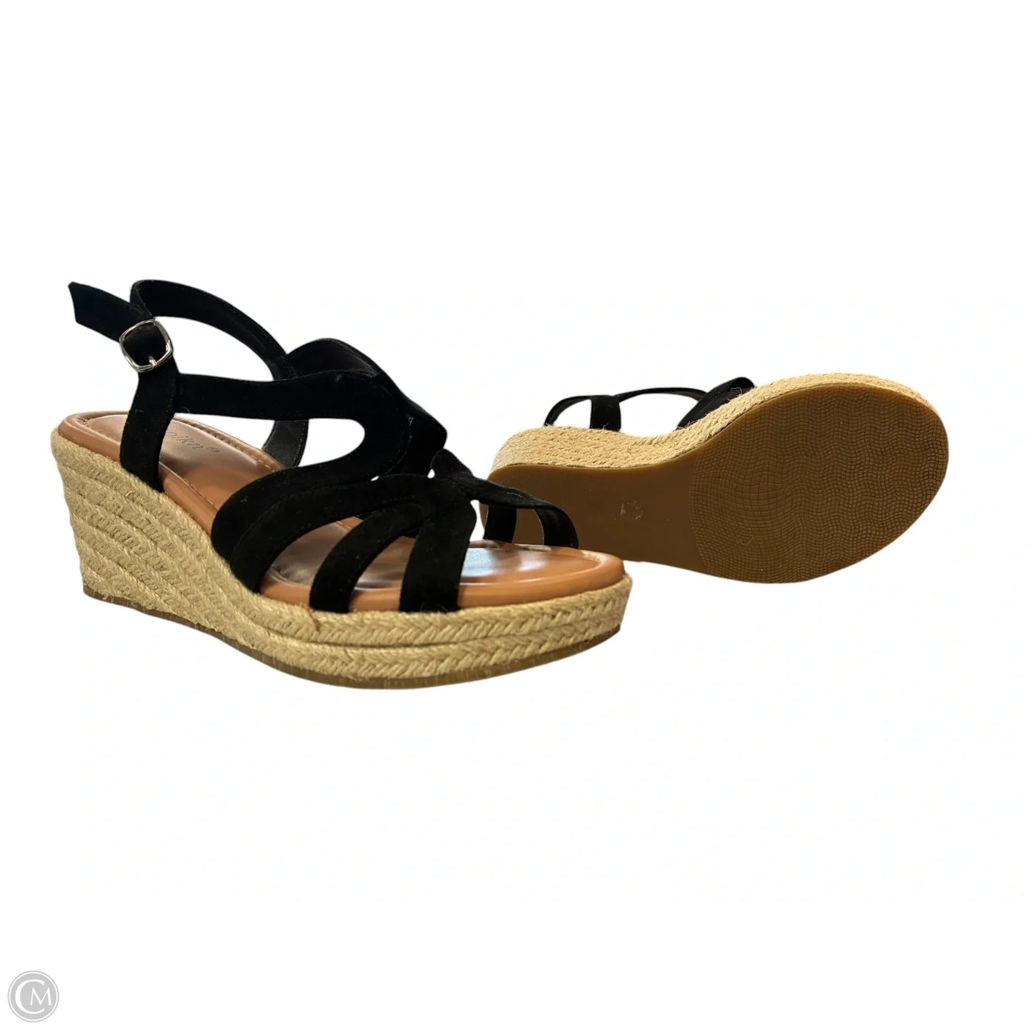 Sandals Heels Wedge By Cmf In Black, Size: 7