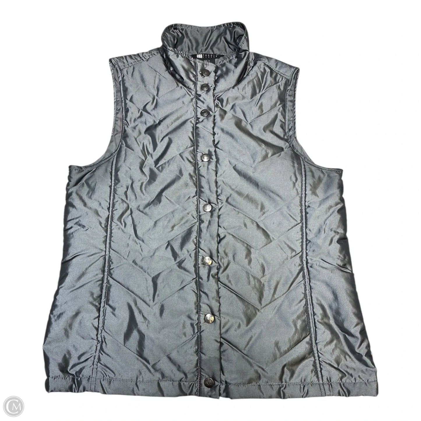 Vest Puffer & Quilted By Carole Little In Grey, Size: M