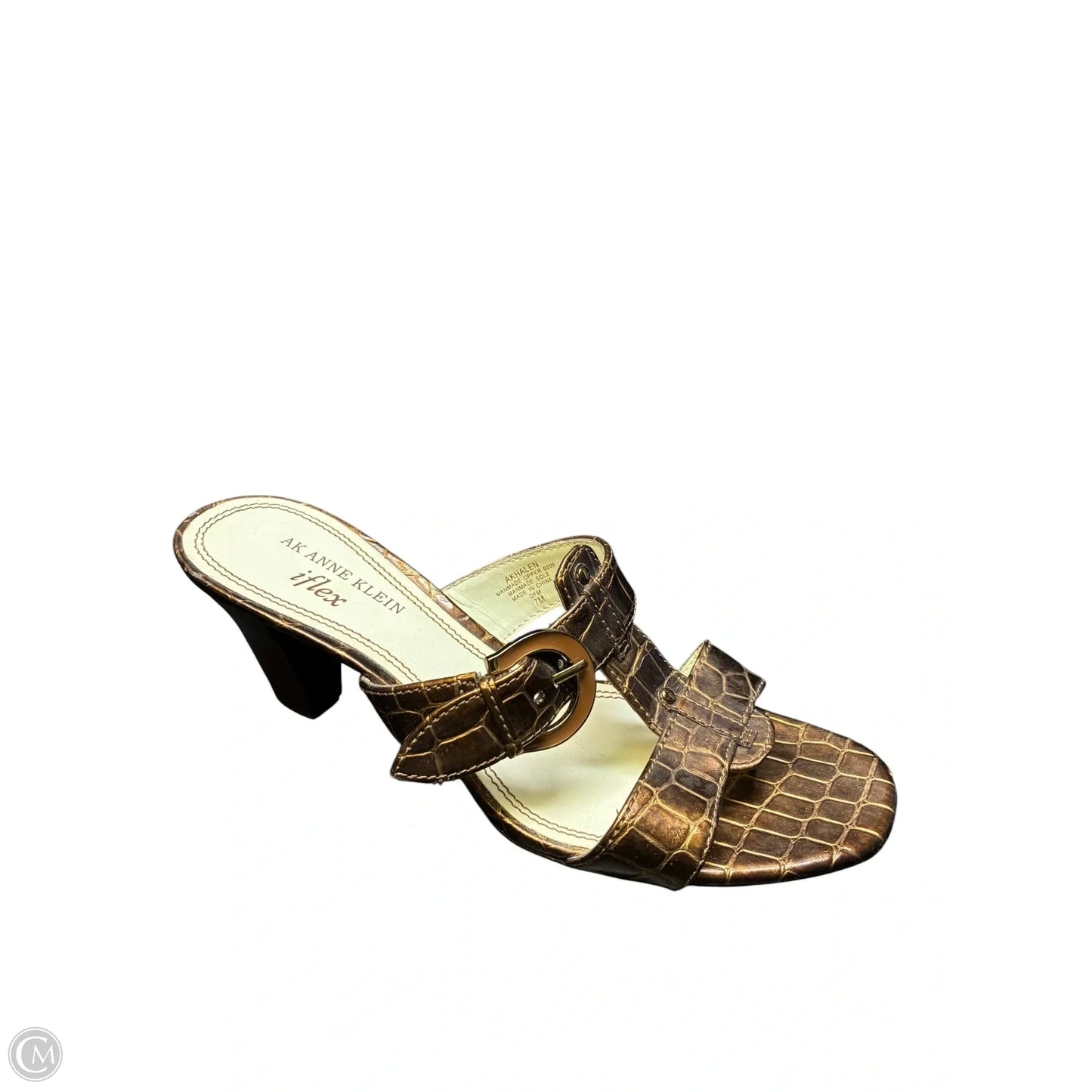 Sandals Heels Kitten By Anne Klein In Bronze, Size: 7