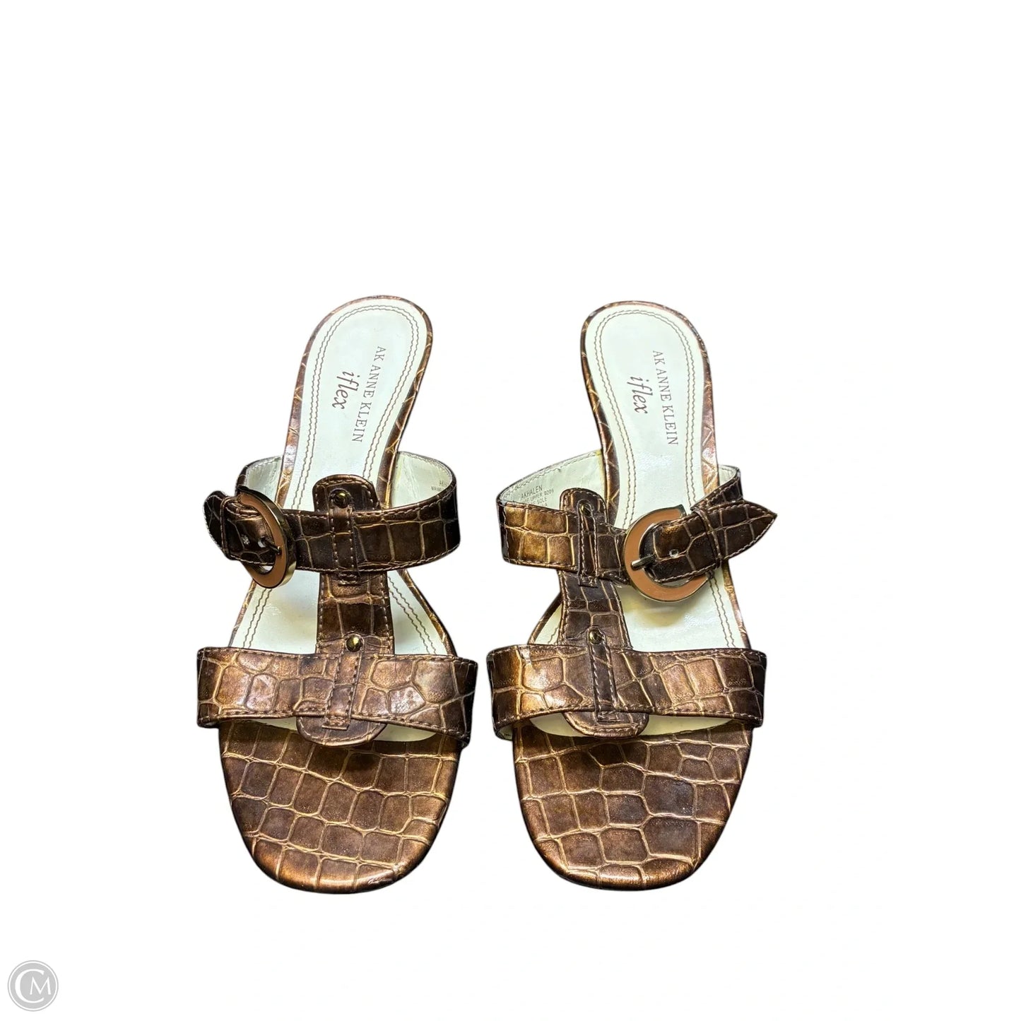 Sandals Heels Kitten By Anne Klein In Bronze, Size: 7