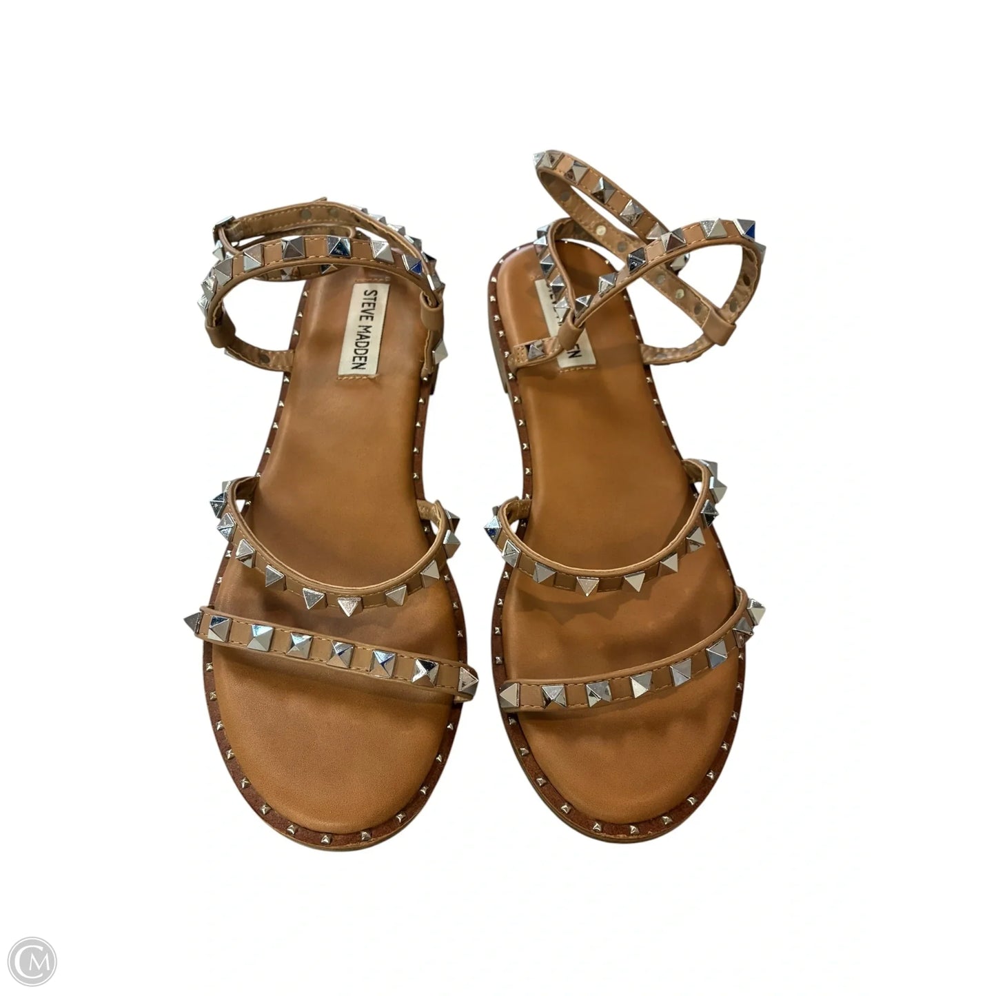 Sandals Flats By Steve Madden In Brown & Silver, Size: 9