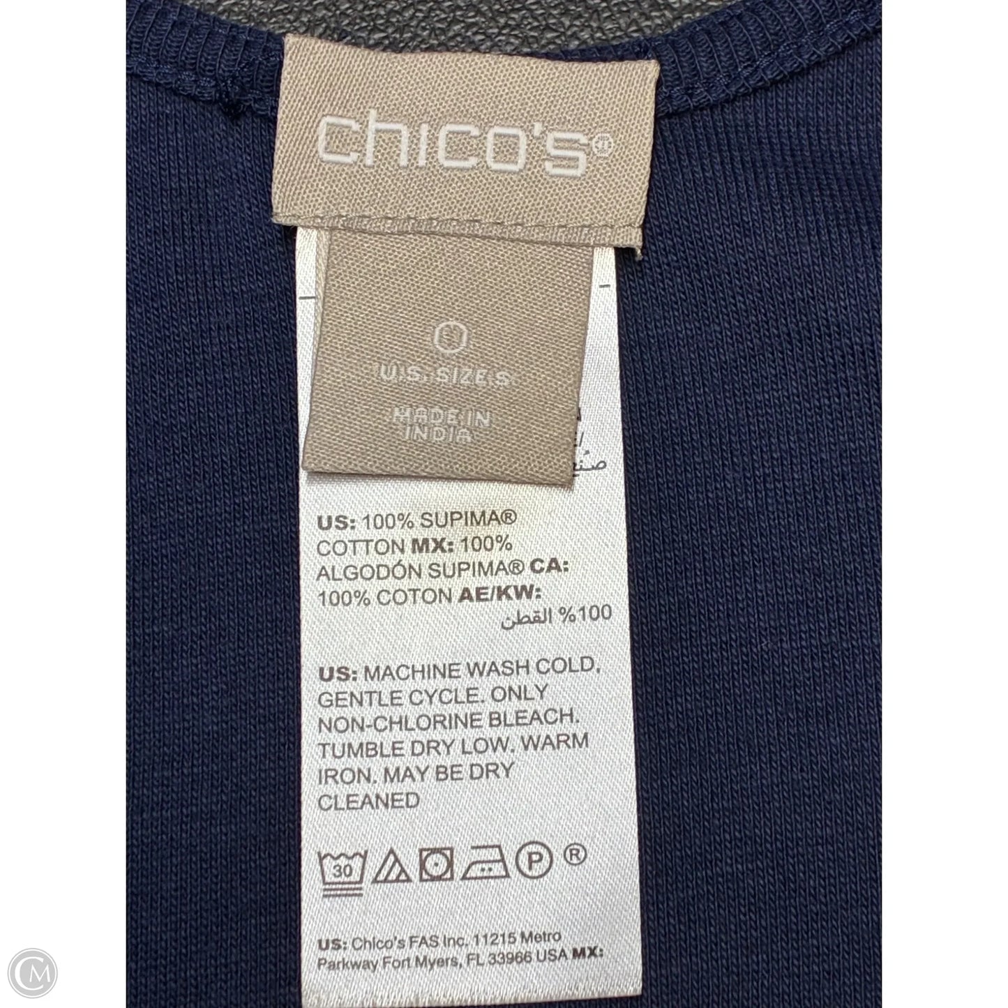 Top Sleeveless Basic By Chicos In Blue, Size: S
