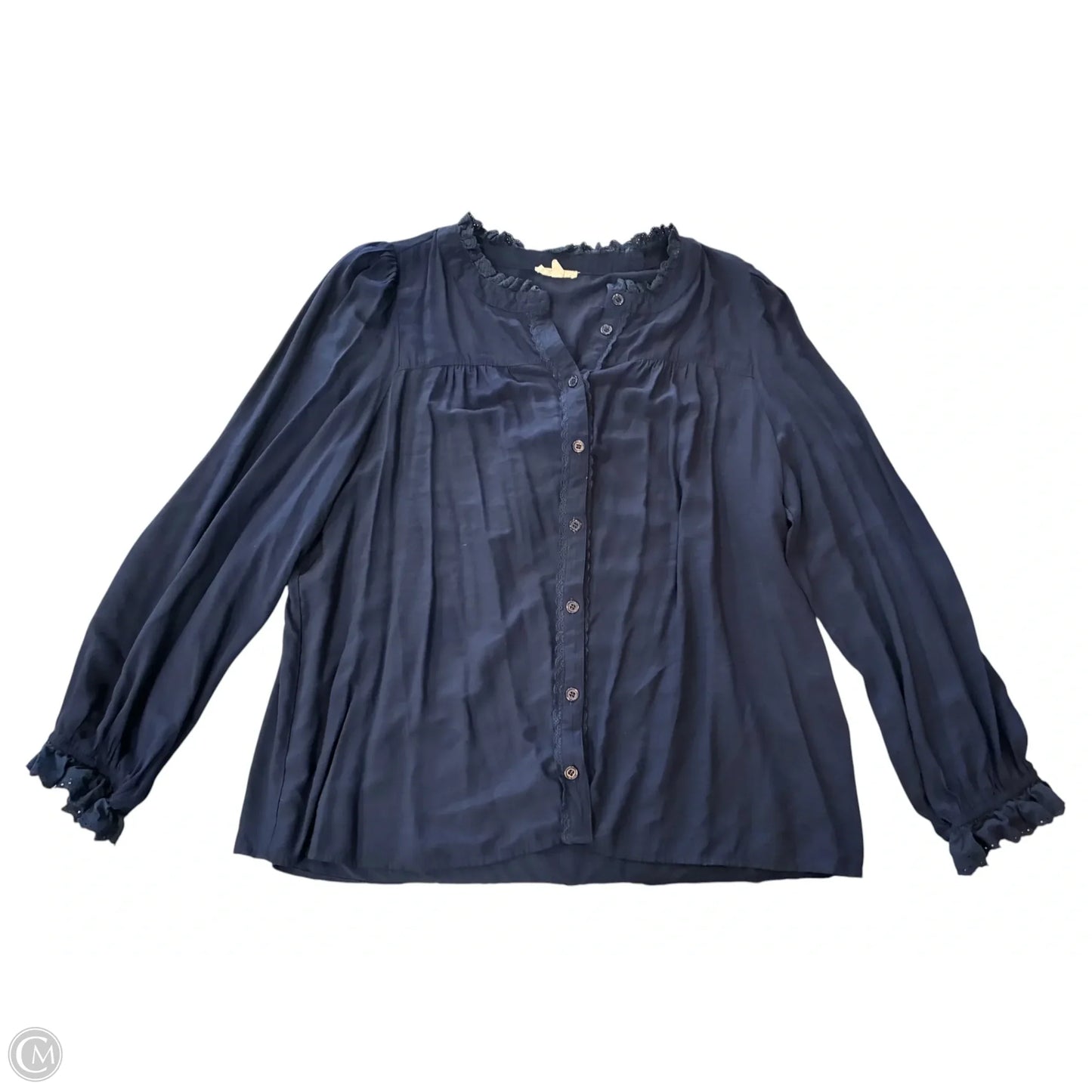 Blouse Long Sleeve By Cotton Bleu In Blue, Size: Xl