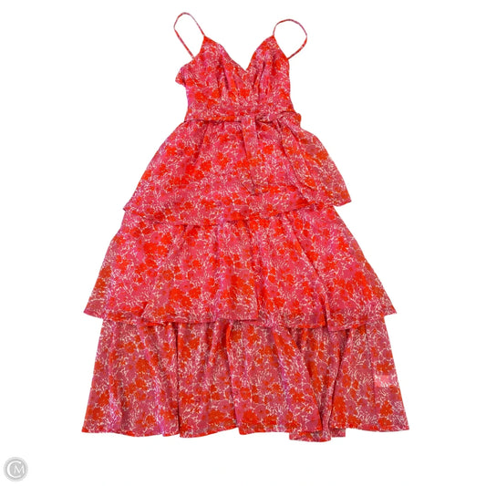 Dress Party Midi By Lulus In Orange & Pink, Size: L