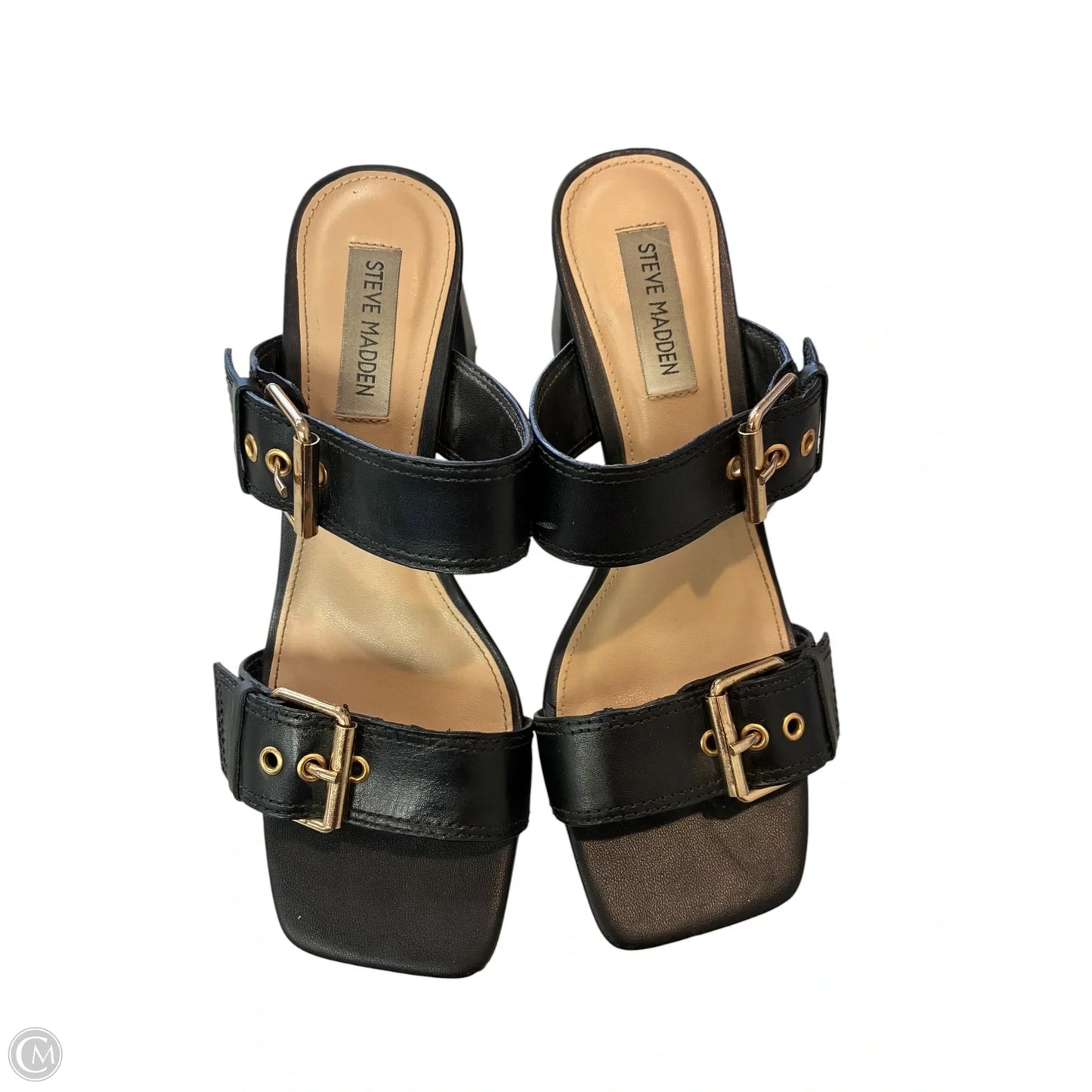 Sandals Heels Block By Steve Madden In Black, Size: 7.5