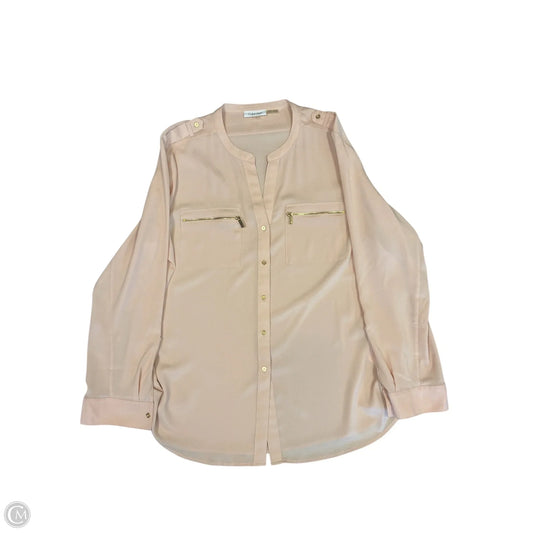 Blouse Long Sleeve By Calvin Klein In Peach, Size: Xl