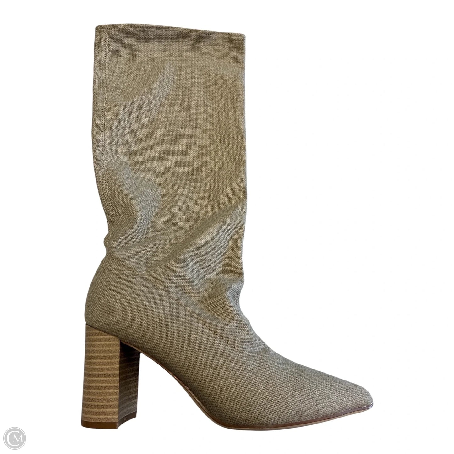 Boots Mid-calf Heels By Justfab In Beige, Size: 7.5