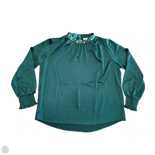 Blouse Long Sleeve By Clothes Mentor In Green, Size: M