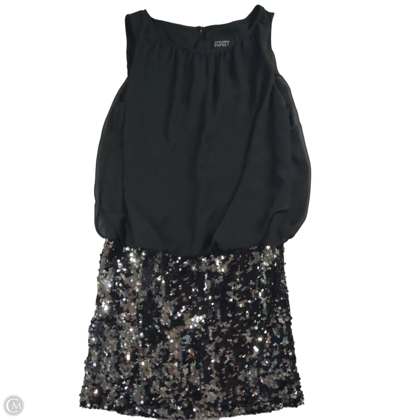 Dress Party Midi By Adrianna Papell In Black & Silver, Size: 8