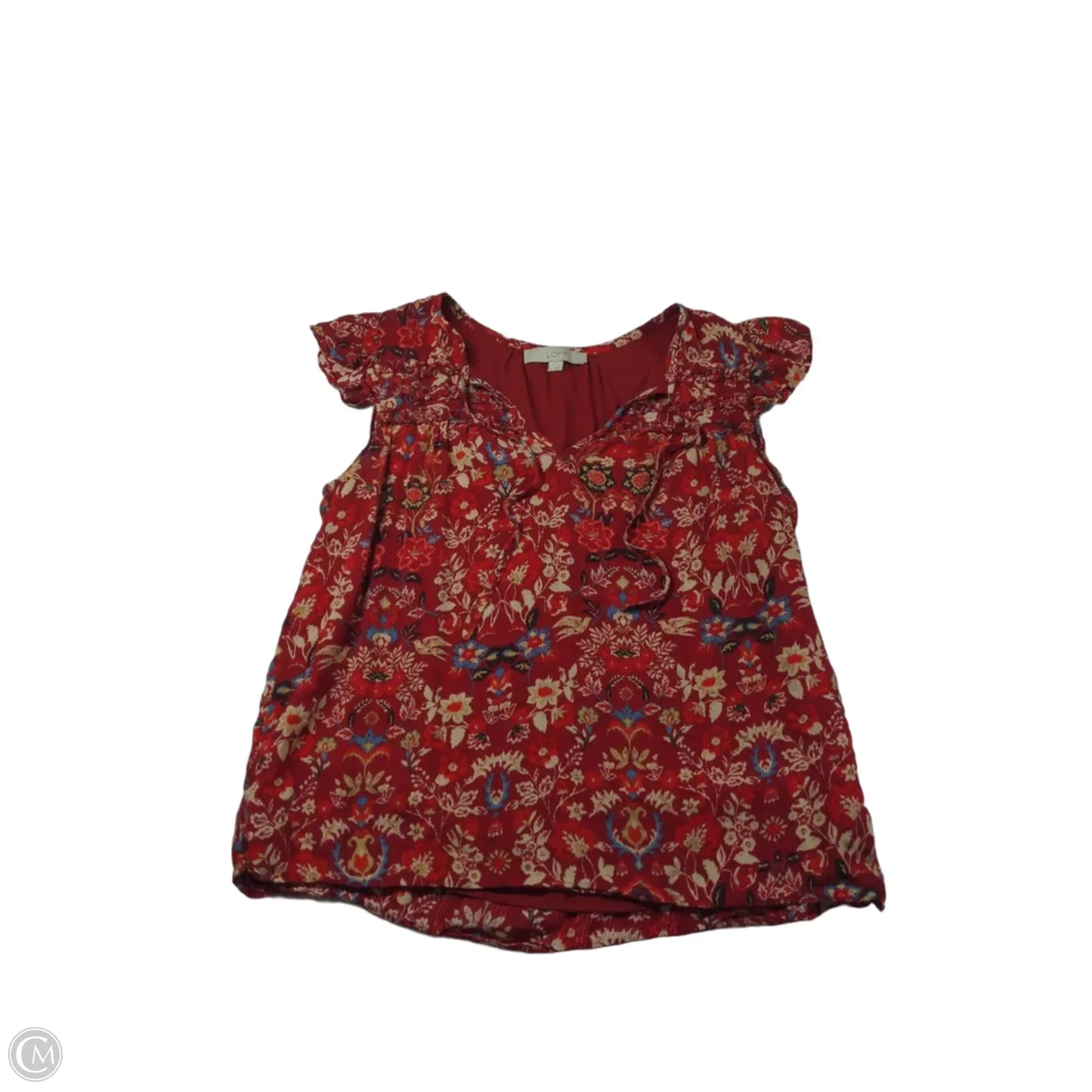 Top Short Sleeve By Loft In Red, Size: M