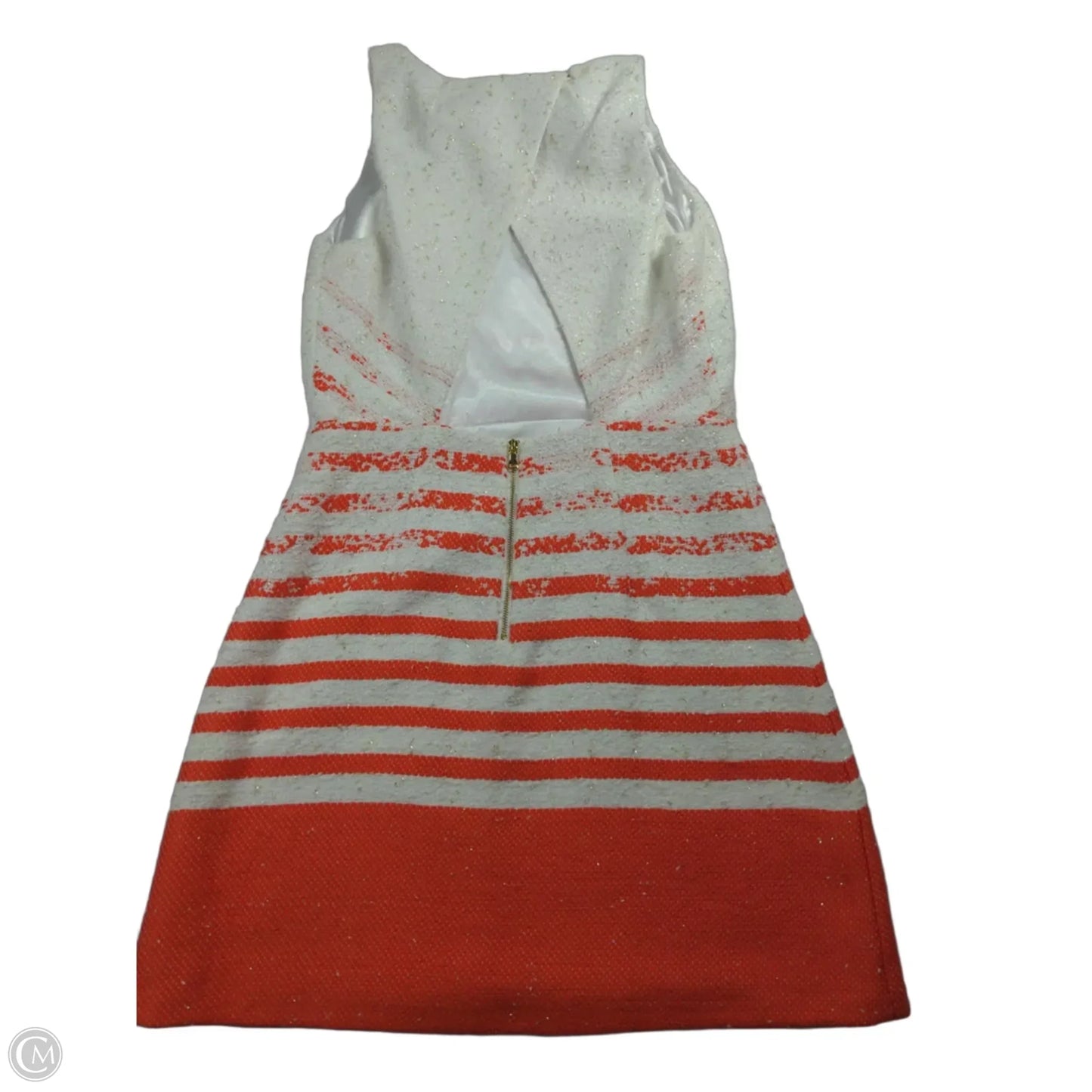 Dress Designer By Milly In Orange & White, Size: 8