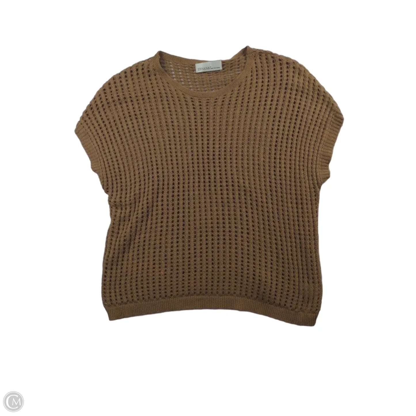 Sweater Short Sleeve By Zenana In Brown, Size: M