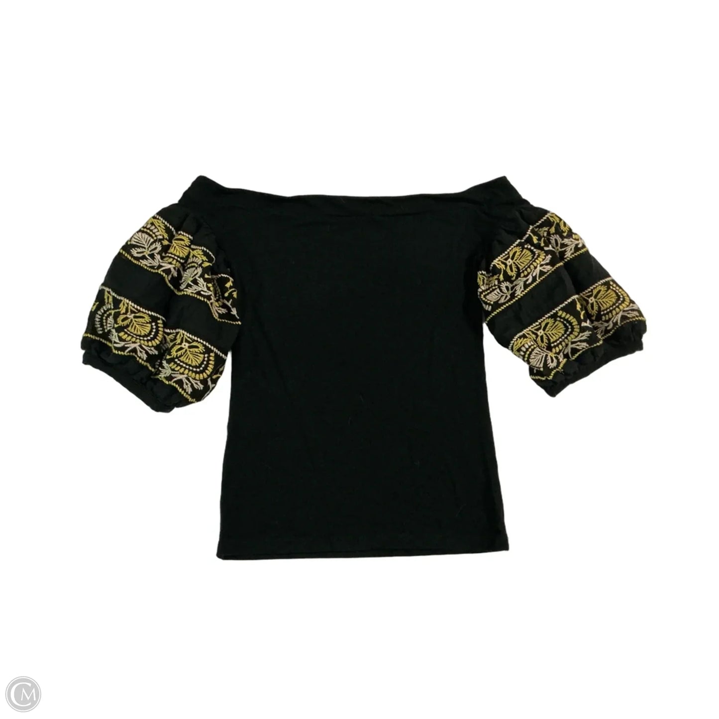 Top Short Sleeve By Free People In Black & Yellow, Size: Xs
