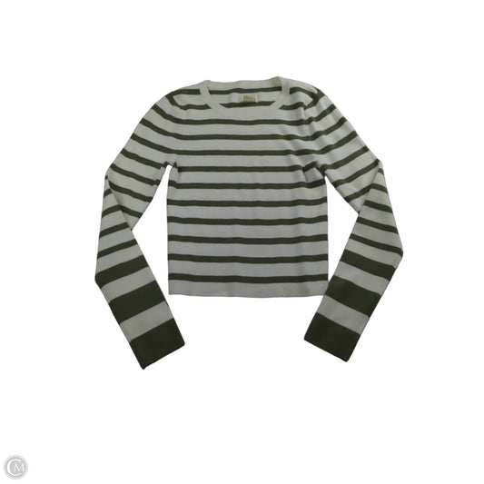 Top Long Sleeve By Maeve In Green & White, Size: S