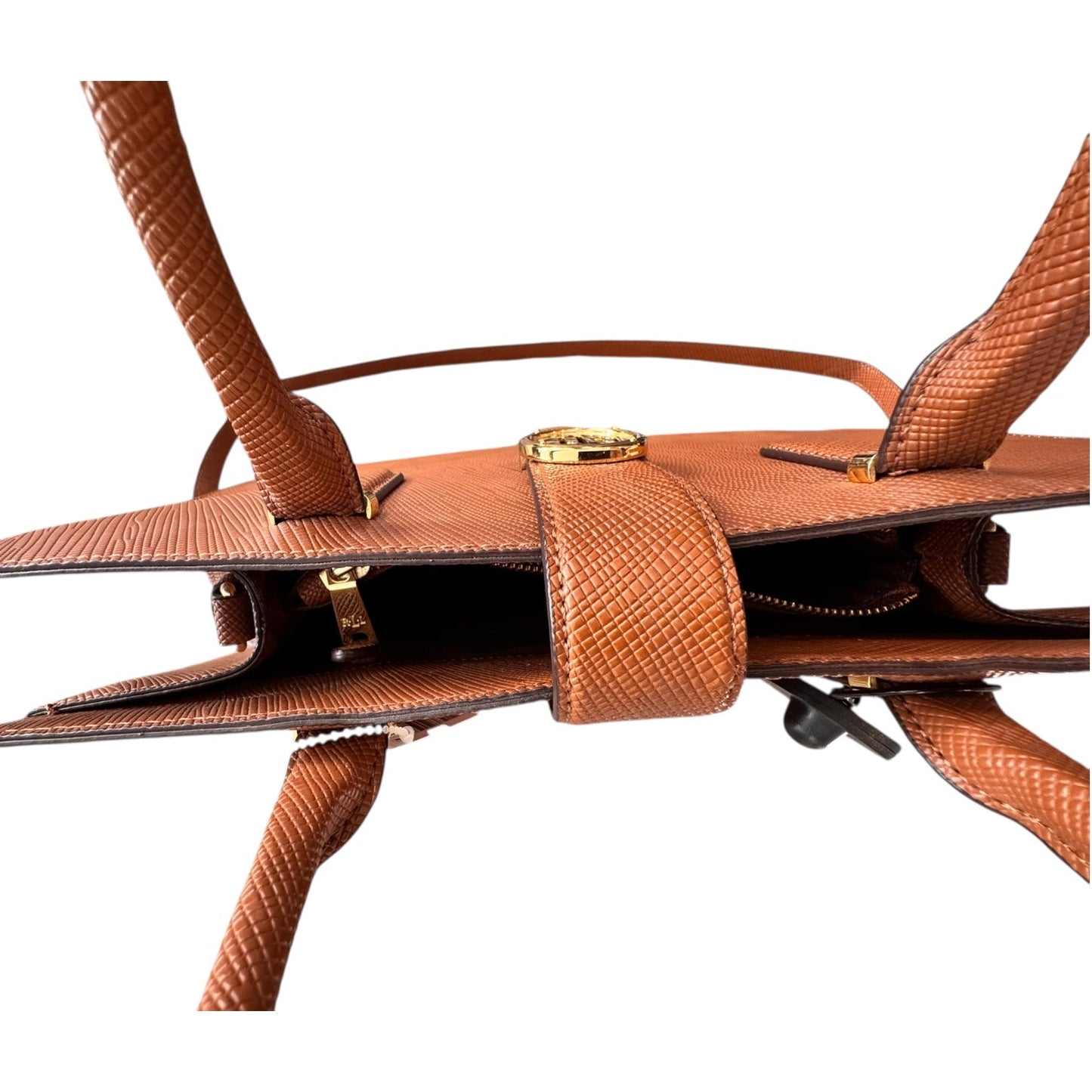 Handbag Leather By Ralph Lauren In Brown, Size:Large