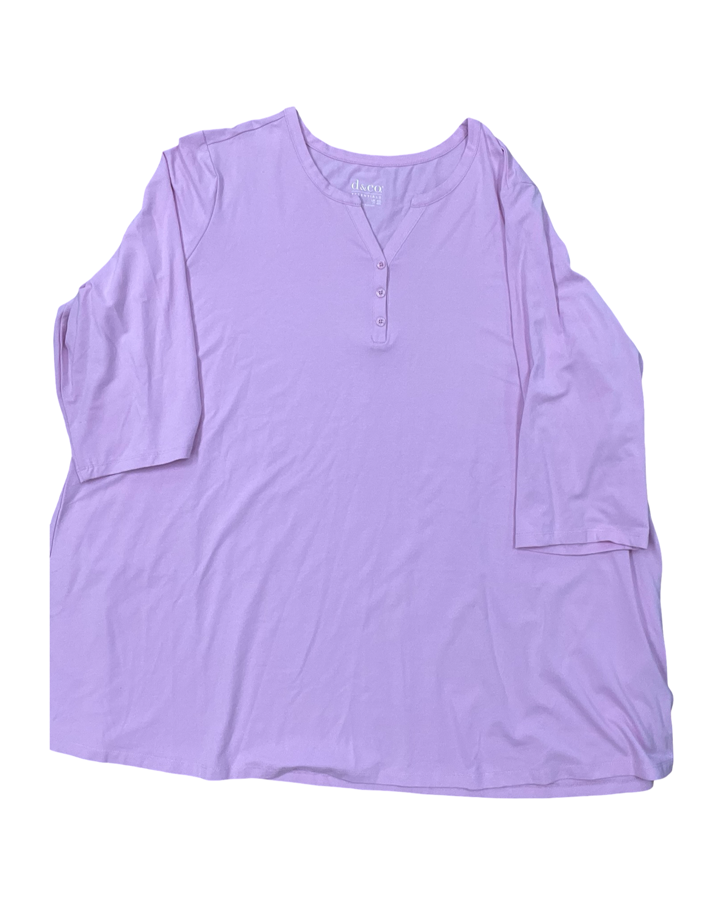 Top 3/4 Sleeve By D&Co. In Pink, Size:3X