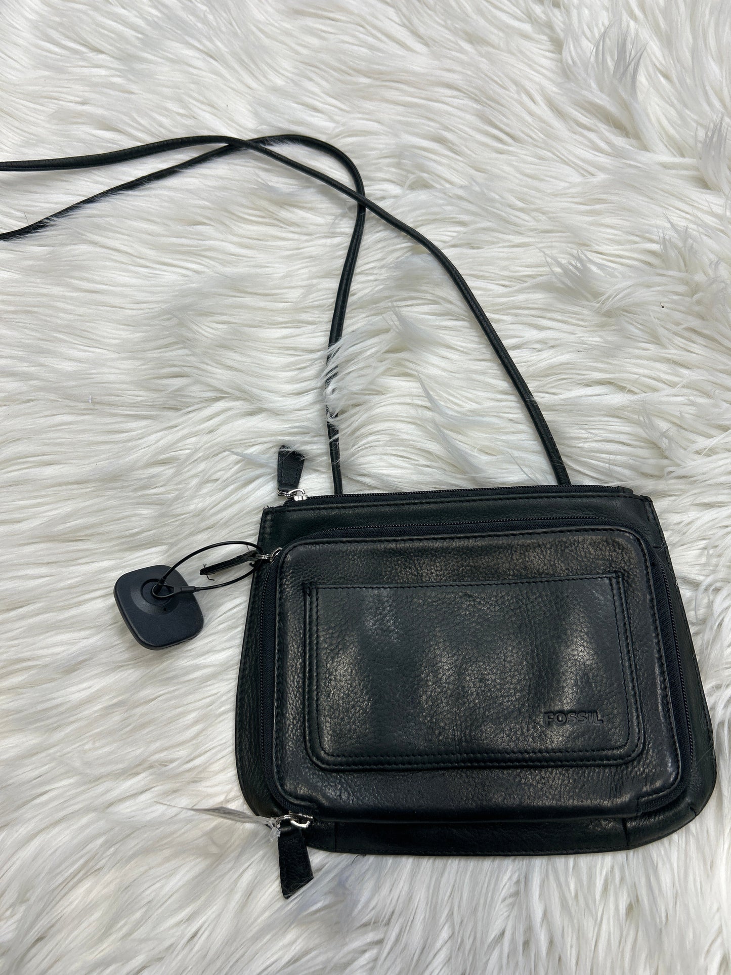 Handbag Leather By Fossil In Black, Size:Medium