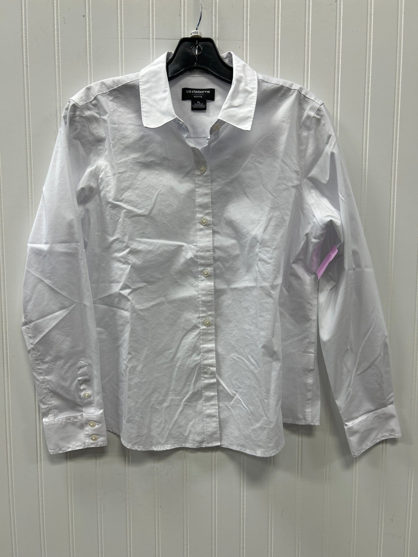 Blouse Ls By Liz Claiborne In White, Size:Lp
