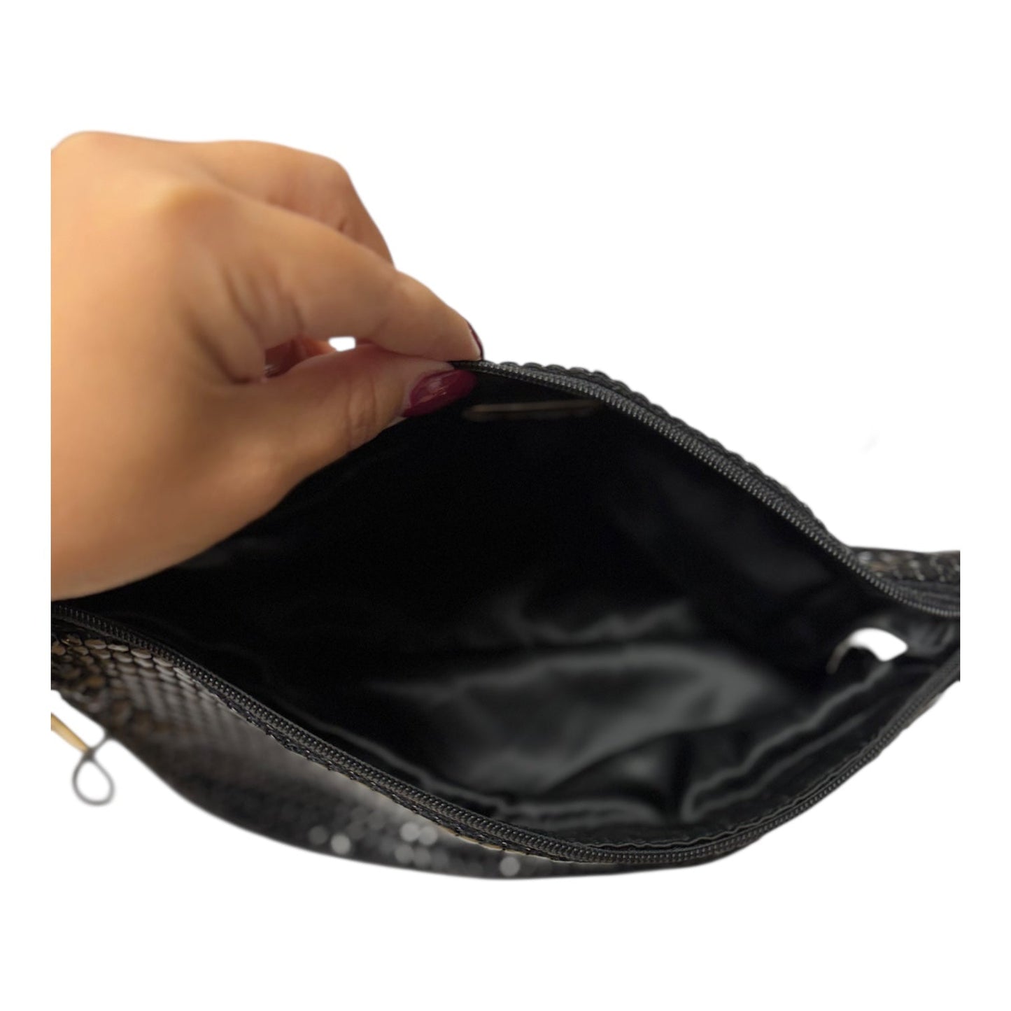 Handbag By Carla marchi In Black & Gold, Size:Medium
