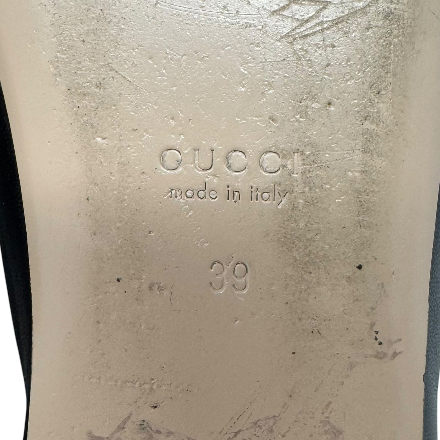 Marmont Cap Toe Leather Ballet Flats Shoes Luxury Designer By Gucci In Black, Size: 39