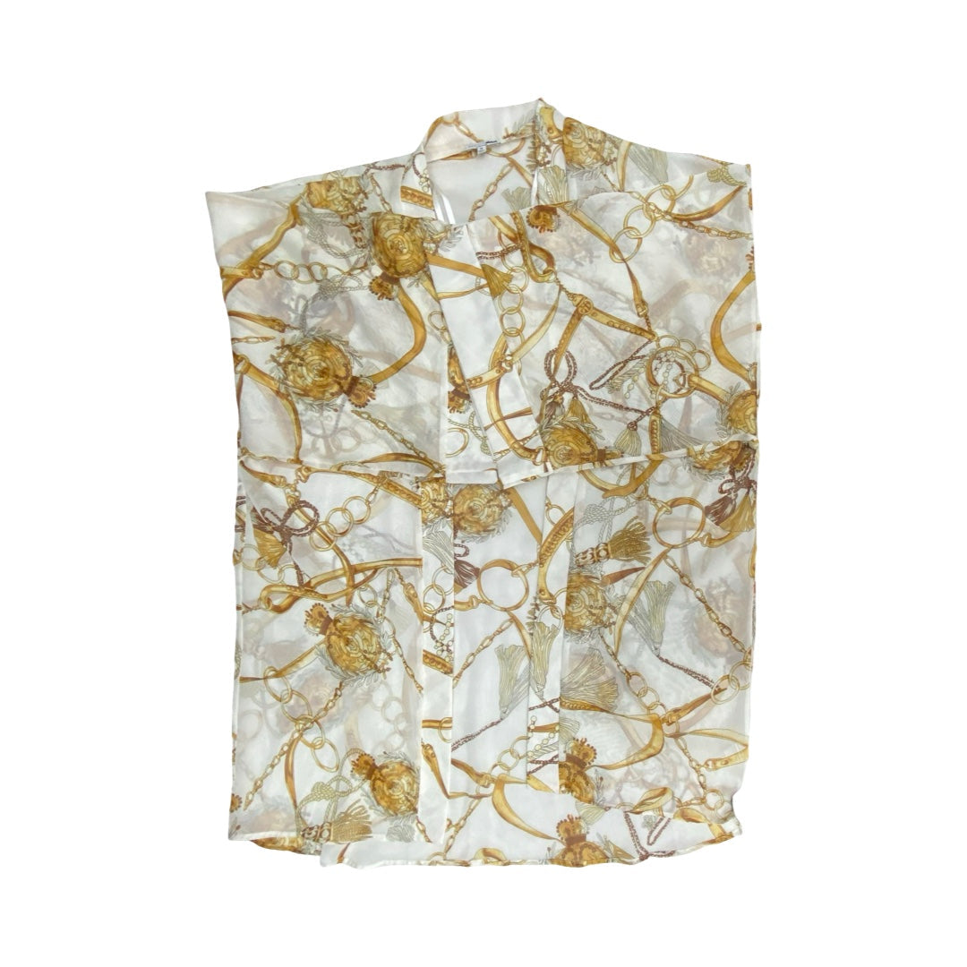 Swimwear Cover-Up By Fashion Nova In Gold & White, Size:1X