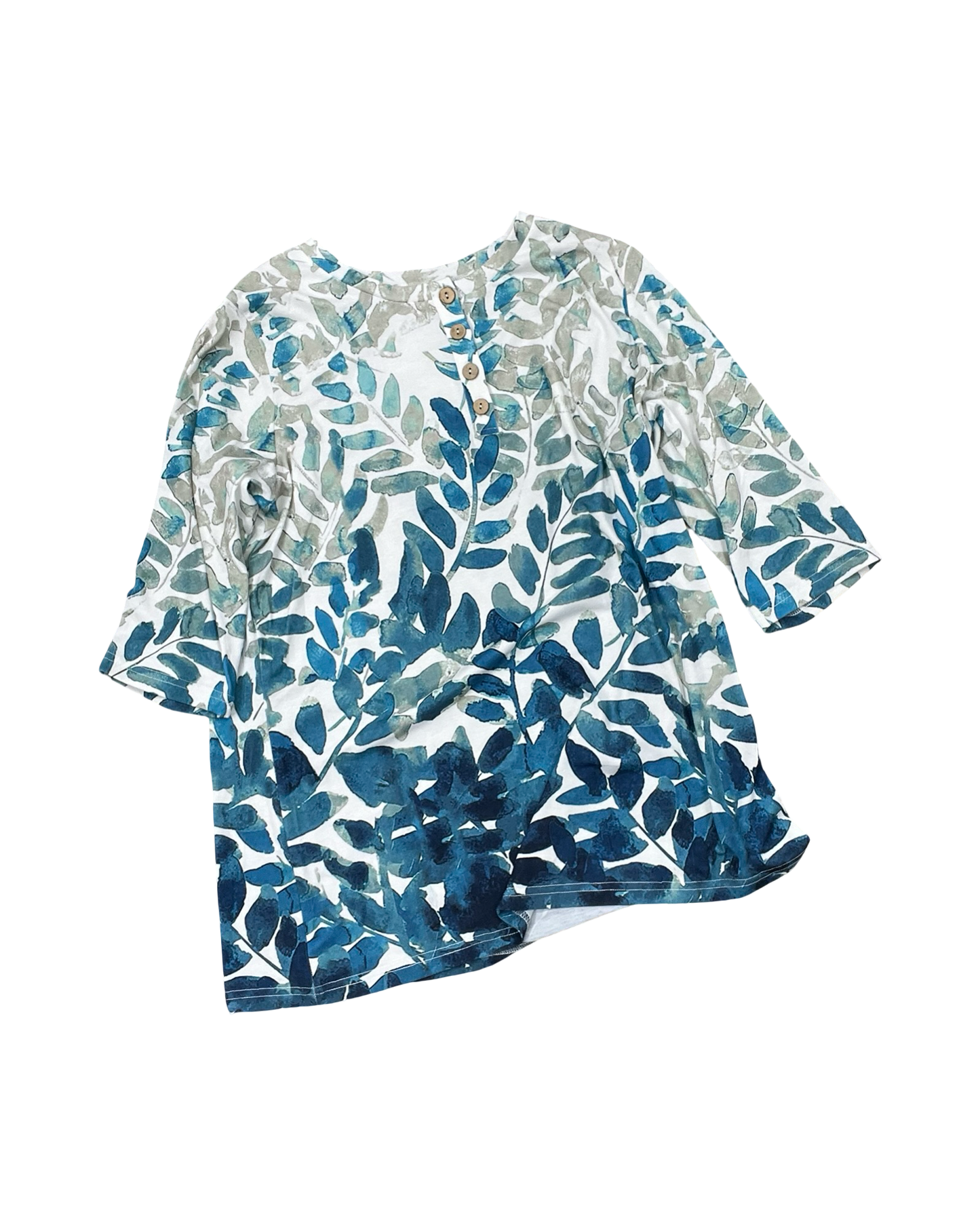 Top 3/4 Sleeve By Clothes Mentor In Blue & White, Size:L