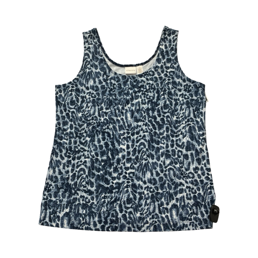 Top Sleeveless By Chicos In Blue & White, Size:L