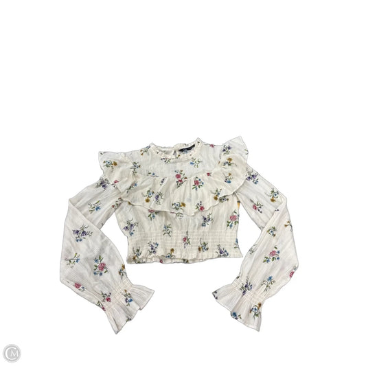 Top Long Sleeve By Zara In Floral Print, Size: S