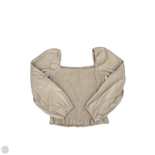 Top Long Sleeve By Cme In Tan, Size: L