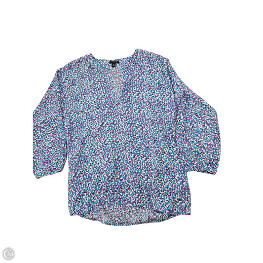 Blouse Long Sleeve By Ann Taylor In Blue & Purple, Size: Xs
