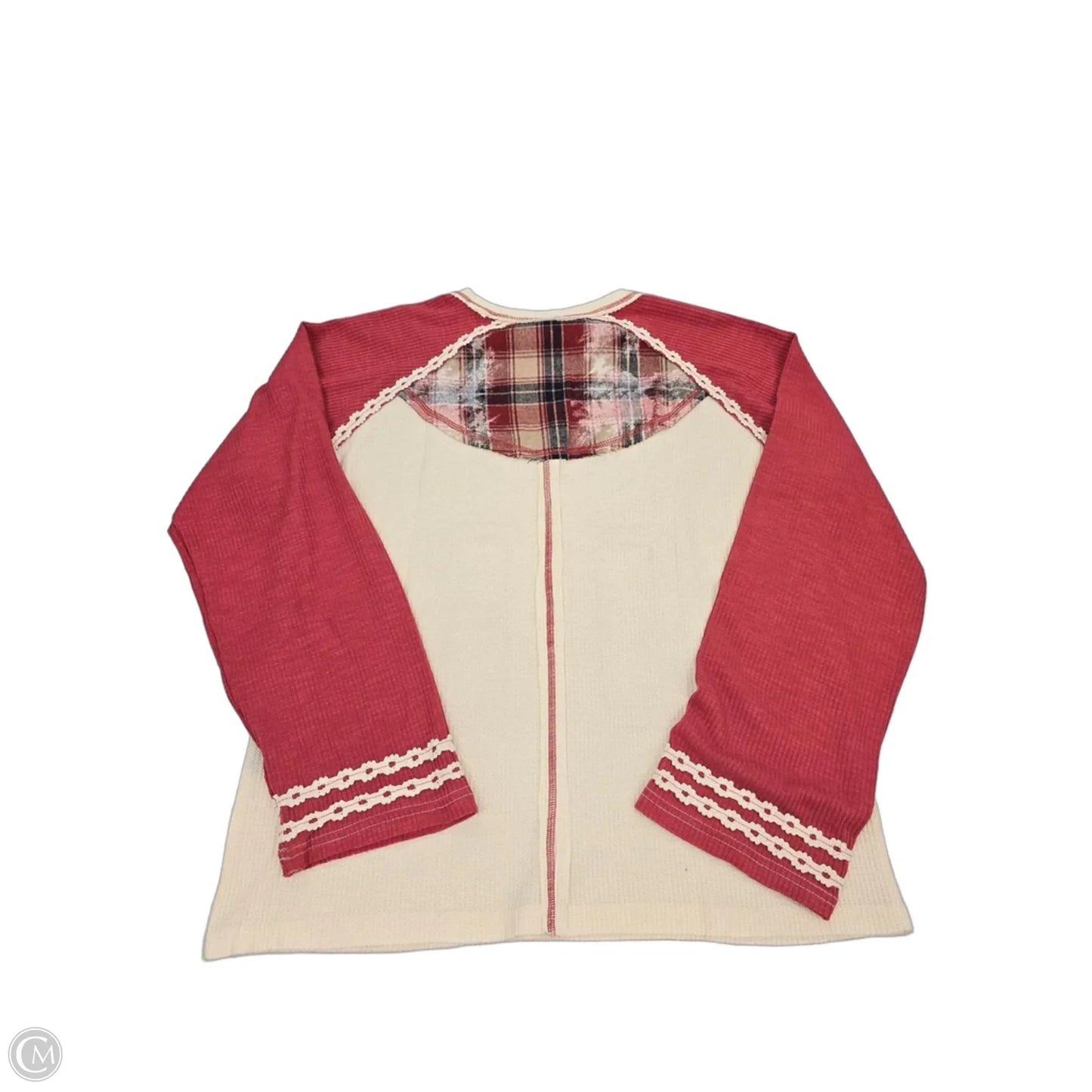 Top Long Sleeve By Pol In Red & White, Size: M