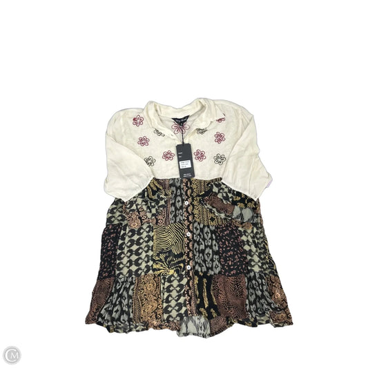 Top Short Sleeve By Cme In Black & Cream, Size: M