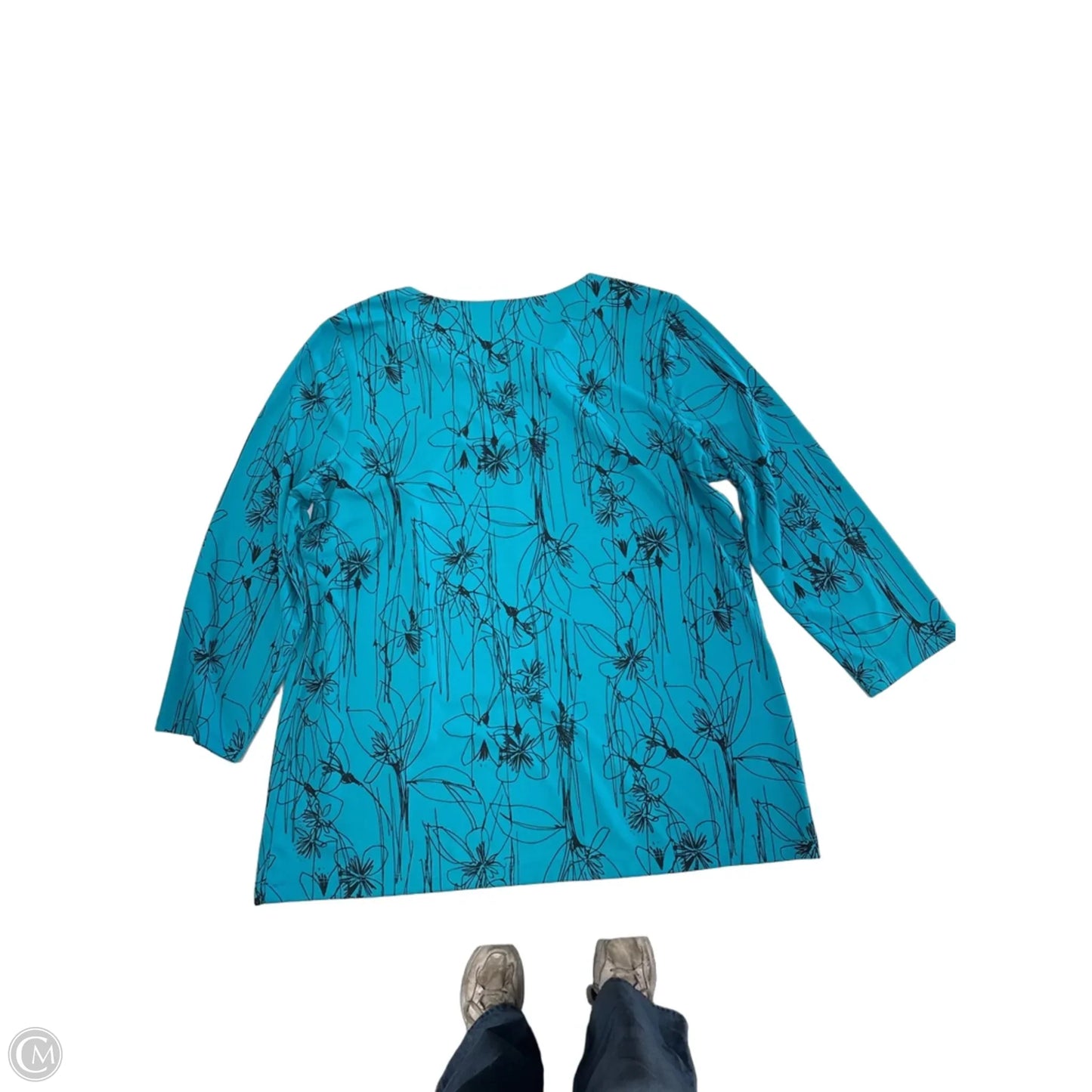 Top Long Sleeve By Worthington In Teal, Size: L