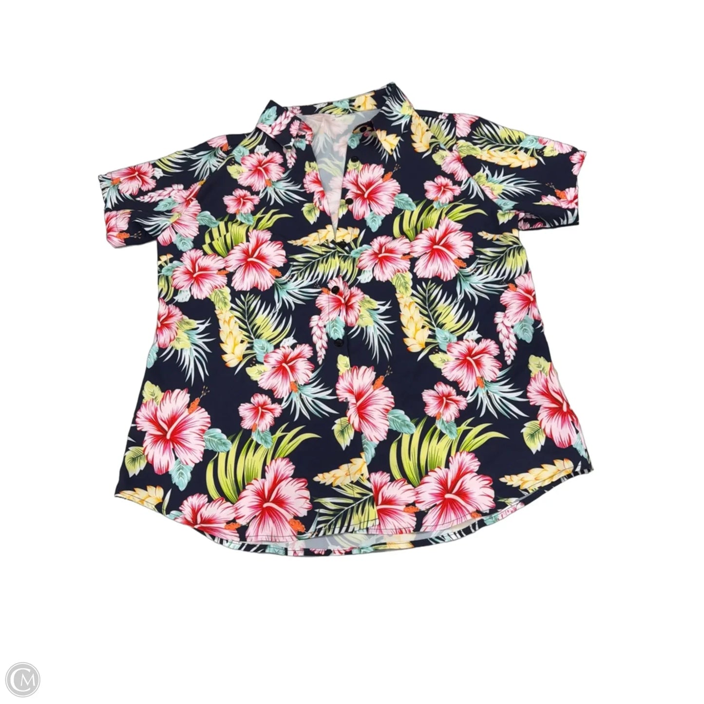 Top Short Sleeve By Cmf In Tropical Print, Size: L
