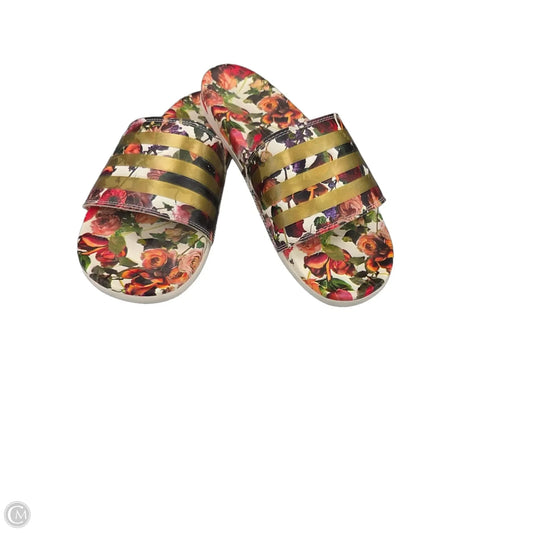 Sandals Flip Flops By Adidas In Floral Print, Size: 9