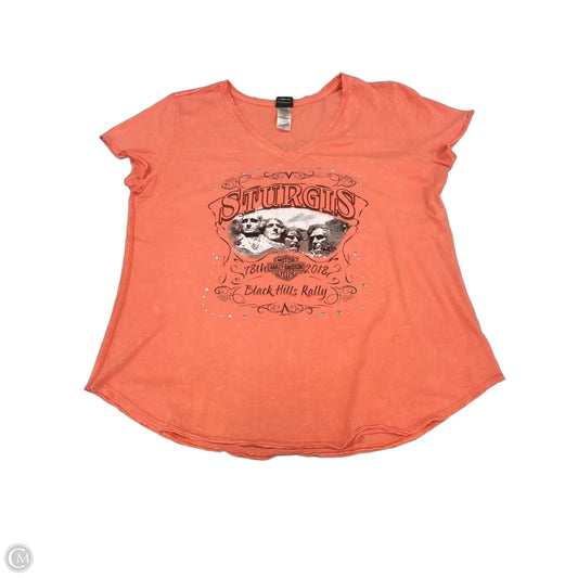 Top Short Sleeve By Harley Davidson In Peach, Size: Xl