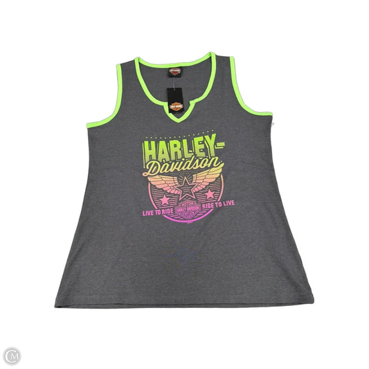 Tank Top By Harley Davidson In Green & Grey, Size: 2x