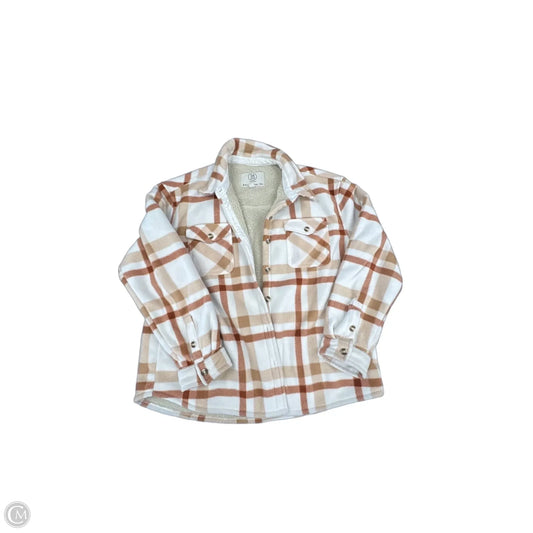 Jacket Shirt By Sage In Orange & White, Size: Xl