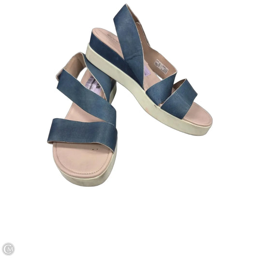 Sandals Heels Wedge By Ecco In Blue, Size: 7