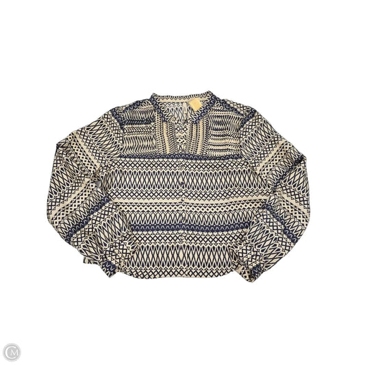 Top Long Sleeve By Cme In Geometric Pattern, Size: L