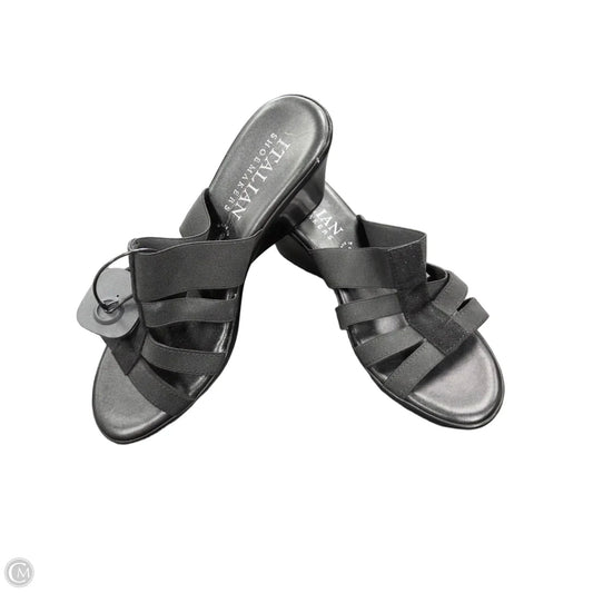 Sandals Heels Wedge By Italian Shoemakers In Black, Size: 9