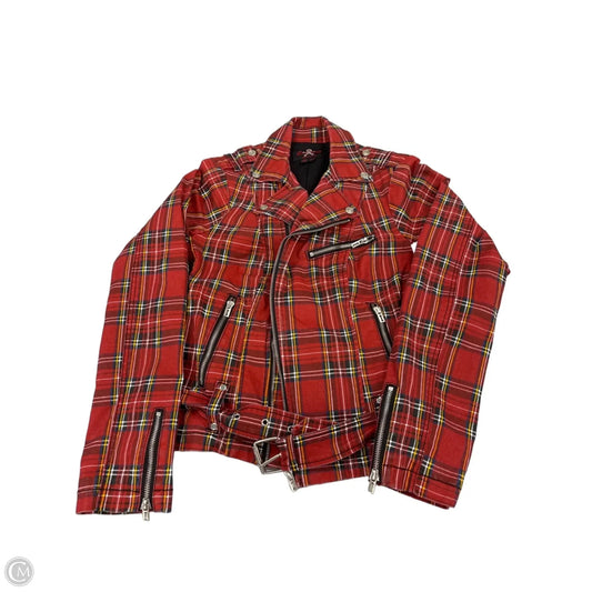 Jacket Moto By Cme In Plaid Pattern, Size: M