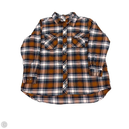 Top Long Sleeve By Duluth Trading In Plaid Pattern, Size: 2x