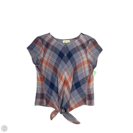 Top Short Sleeve By Cloth & Stone In Blue & Orange, Size: M